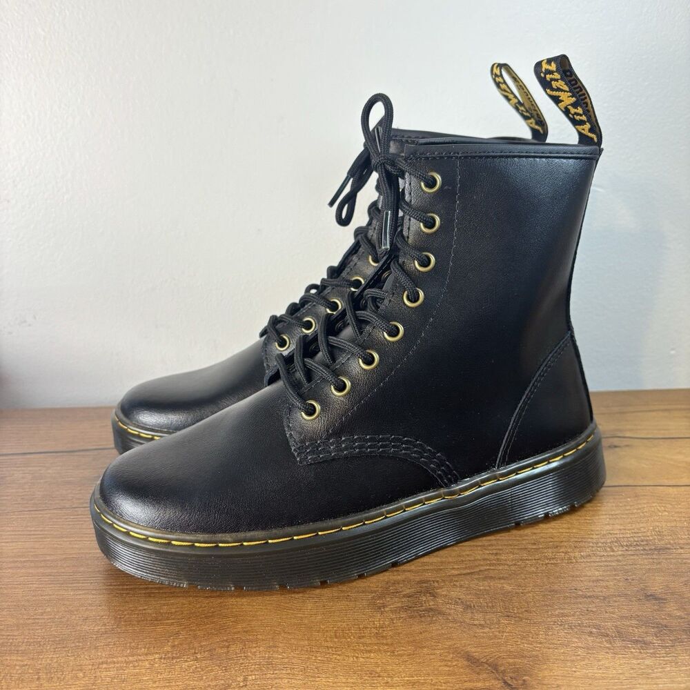 NEW Dr. Martens Zavala AW004 Black Leather Lace Up Boots Mens 8 Womens 9 EU 41
